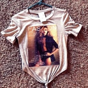Opens image gallery Grey-Tie-Front-T-shirt-Junior